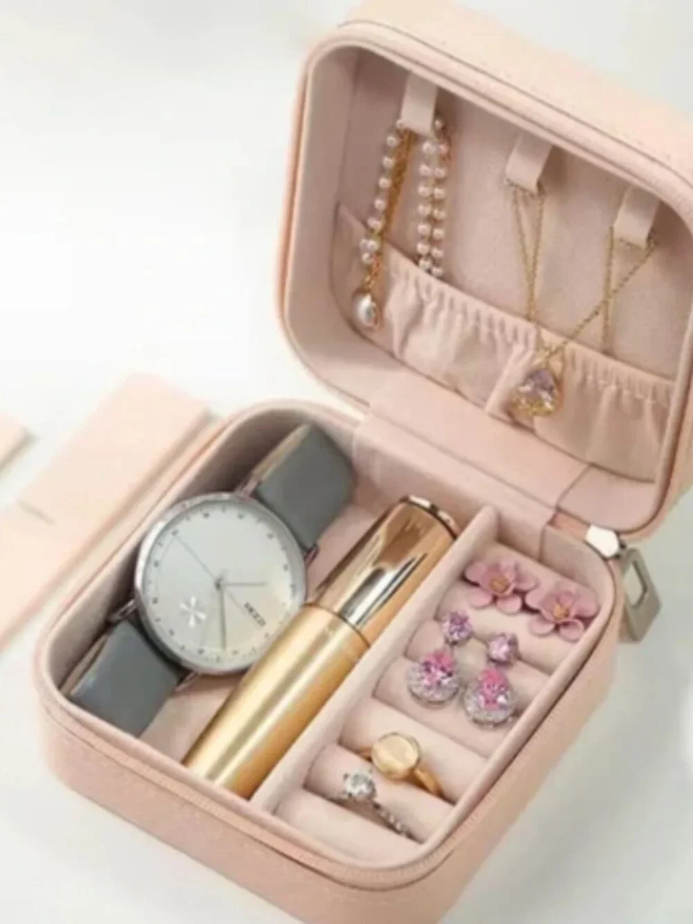 Small Pink Travel Jewelry Organizer